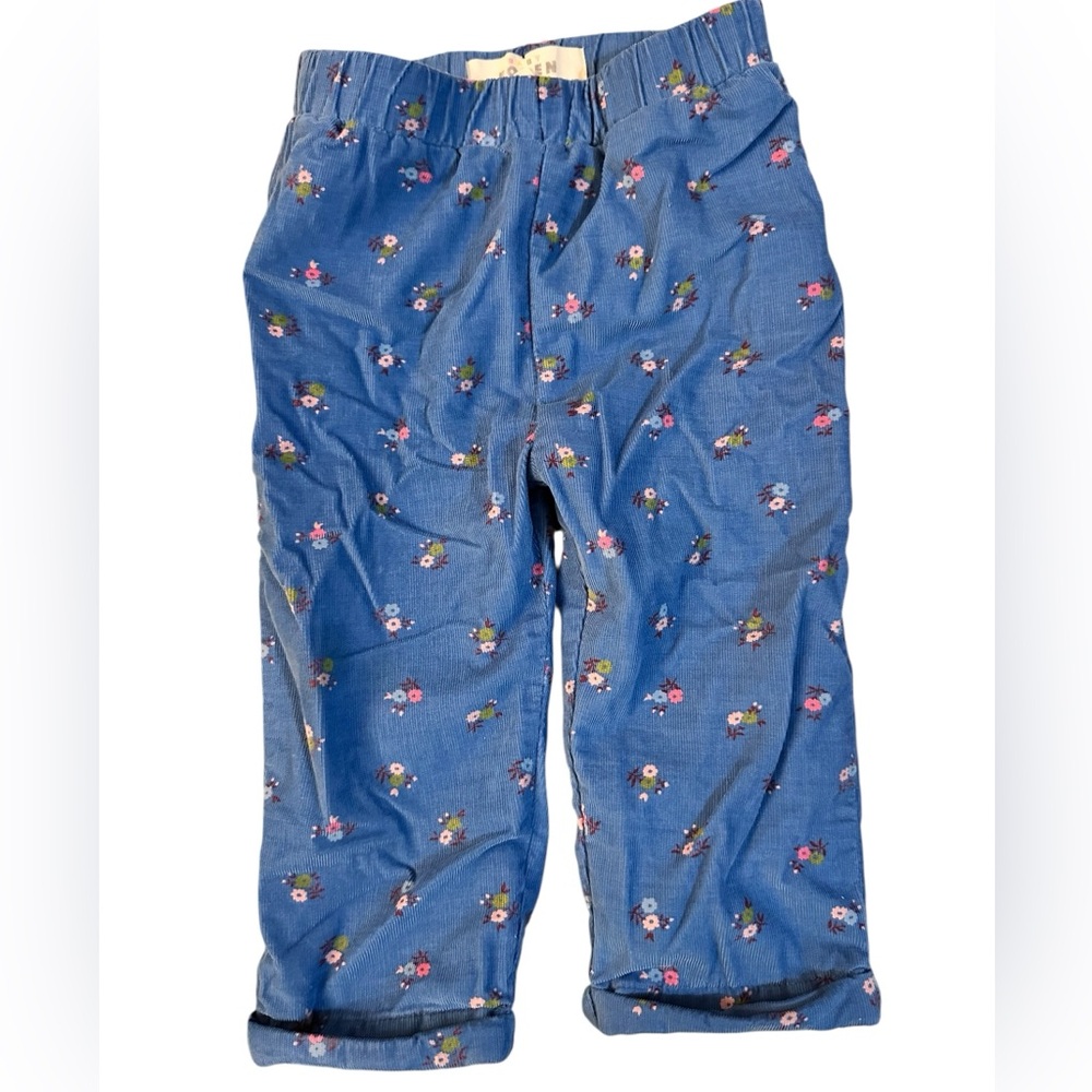 Mini baby Boden floral courderoy pants and top